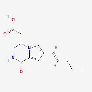 {1-oxo-7-[(1E)-pent-1-enyl]-1,2,3,4-tetrahydropyrrolo[1,2-a]pyrazin-4-yl}acetic acid