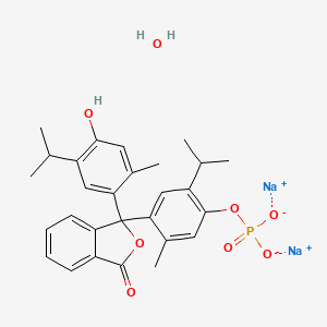 molecular formula C28H31Na2O8P B7887928 disodium;[4-[1-(4-hydroxy-2-methyl-5-propan-2-ylphenyl)-3-oxo-2-benzofuran-1-yl]-5-methyl-2-propan-2-ylphenyl] phosphate;hydrate 
