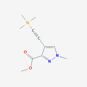 molecular formula C11H16N2O2Si B7887993 Methyl 1-methyl-4-((trimethylsilyl)ethynyl)-1H-pyrazole-3-carboxylate 