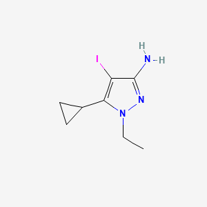 molecular formula C8H12IN3 B7888039 5-cyclopropyl-1-ethyl-4-iodo-1H-pyrazol-3-amine CAS No. 1354705-78-4