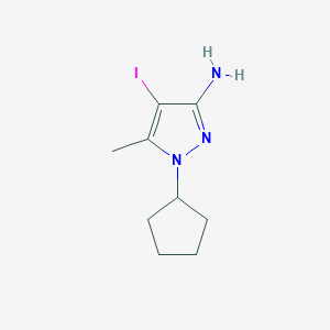 molecular formula C9H14IN3 B7888060 1-cyclopentyl-4-iodo-5-methyl-1H-pyrazol-3-amine 