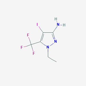 molecular formula C6H7F3IN3 B7888099 1-Ethyl-4-iodo-5-(trifluoromethyl)pyrazol-3-amine 