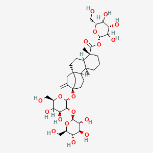 molecular formula C38H60O18 B7888113 [(2S,4S,6R)-3,4,5-trihydroxy-6-(hydroxymethyl)oxan-2-yl] (1R,5R,9S,13R)-13-[(2R,3R,4S,6R)-4,5-dihydroxy-6-(hydroxymethyl)-3-[(2S,3R,4S,5S,6R)-3,4,5-trihydroxy-6-(hydroxymethyl)oxan-2-yl]oxyoxan-2-yl]oxy-5,9-dimethyl-14-methylidenetetracyclo[11.2.1.01,10.04,9]hexadecane-5-carboxylate 