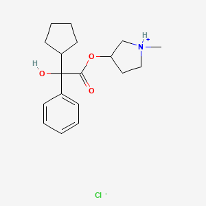 molecular formula C18H26ClNO3 B7888276 (1-methylpyrrolidin-1-ium-3-yl) 2-cyclopentyl-2-hydroxy-2-phenylacetate;chloride 