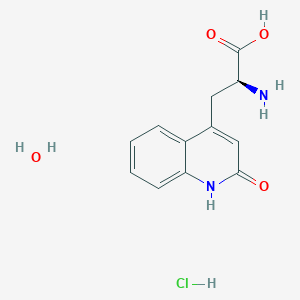 (2S)-2-amino-3-(2-oxo-1H-quinolin-4-yl)propanoic acid;hydrate;hydrochloride