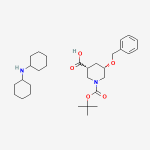 molecular formula C30H48N2O5 B7889535 N-cyclohexylcyclohexanamine;(3R,5S)-1-[(2-methylpropan-2-yl)oxycarbonyl]-5-phenylmethoxypiperidine-3-carboxylic acid 