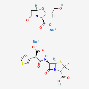 molecular formula C23H23N3Na2O11S2 B7889841 disodium;(2R)-3-[[(2S,5R,6R)-2-carboxy-3,3-dimethyl-7-oxo-4-thia-1-azabicyclo[3.2.0]heptan-6-yl]amino]-3-oxo-2-thiophen-3-ylpropanoate;(2R,3Z,5R)-3-(2-hydroxyethylidene)-7-oxo-4-oxa-1-azabicyclo[3.2.0]heptane-2-carboxylate 