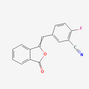 molecular formula C16H8FNO2 B7891054 2-Fluoro-5-((3-oxoisobenzofuran-1(3H)-ylidene)methyl)benzonitrile 