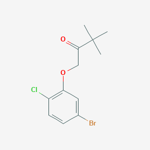 molecular formula C12H14BrClO2 B7892162 1-(5-Bromo-2-chlorophenoxy)-3,3-dimethylbutan-2-one 