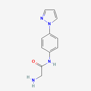 molecular formula C11H12N4O B7892200 2-Amino-N-[4-(1H-pyrazol-1-yl)phenyl]acetamide 
