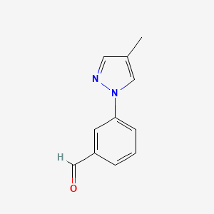 molecular formula C11H10N2O B7893106 3-(4-Methyl-1H-pyrazol-1-yl)benzaldehyde 