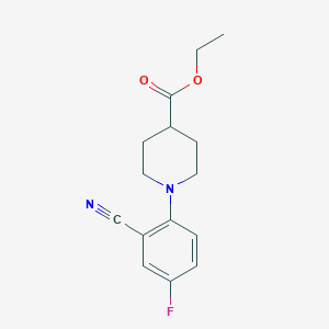 molecular formula C15H17FN2O2 B7893797 Ethyl 1-(2-cyano-4-fluorophenyl)piperidine-4-carboxylate 