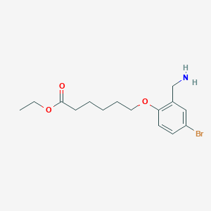 molecular formula C15H22BrNO3 B7895694 Ethyl 6-(2-(aminomethyl)-4-bromophenoxy)hexanoate 