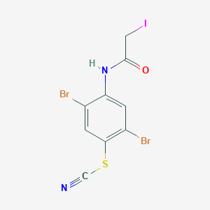molecular formula C9H5Br2IN2OS B078957 Thiocyanic acid, 2,5-dibromo-4-(2-iodoacetamido)phenyl ester CAS No. 14556-88-8