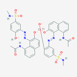 Hydrogen bis(N-(7-hydroxy-8-((2-hydroxy-5-((methylamino)sulphonyl)phenyl)azo)-1-naphthyl)acetamidato(2-))chromate(1-)
