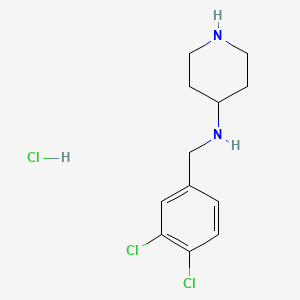 molecular formula C12H17Cl3N2 B7899074 (3,4-Dichloro-benzyl)-piperidin-4-yl-amine hydrochloride 