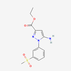 molecular formula C13H15N3O4S B7901228 Ethyl 5-amino-1-(3-methylsulfonylphenyl)pyrazole-3-carboxylate 