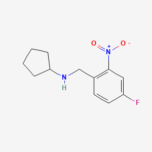 molecular formula C12H15FN2O2 B7901906 N-[(4-Fluoro-2-nitrophenyl)methyl]cyclopentanamine 