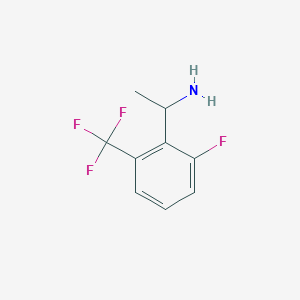 molecular formula C9H9F4N B7902417 1-(2-FLUORO-6-(TRIFLUOROMETHYL)PHENYL)ETHANAMINE 
