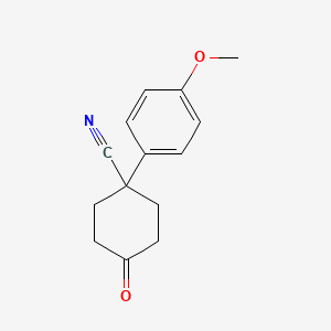 molecular formula C14H15NO2 B7904237 1-(4-Methoxyphenyl)-4-oxocyclohexanecarbonitrile 