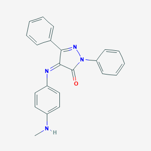 molecular formula C22H18N4O B079048 2-Pyrazolin-5-one, 4-[[p-(methylamino)phenyl]imino]-1,3-diphenyl- CAS No. 13617-71-5