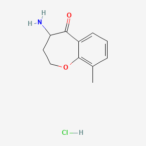 molecular formula C11H14ClNO2 B7905639 4-Amino-9-methyl-2,3,4,5-tetrahydro-1-benzoxepin-5-one hydrochloride 