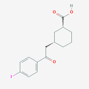 molecular formula C15H17IO3 B7907724 cis-3-[2-(4-Iodophenyl)-2-oxoethyl]cyclohexane-1-carboxylic acid 