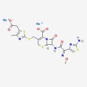 disodium;(6R)-7-[[(2E)-2-(2-amino-1,3-thiazol-4-yl)-2-methoxyiminoacetyl]amino]-3-[[5-(carboxylatomethyl)-4-methyl-1,3-thiazol-2-yl]sulfanylmethyl]-8-oxo-5-thia-1-azabicyclo[4.2.0]oct-2-ene-2-carboxylate