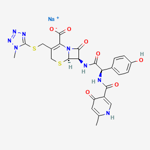 molecular formula C25H23N8NaO7S2 B7908237 sodium;(6R,7R)-7-[[(2R)-2-(4-hydroxyphenyl)-2-[(6-methyl-4-oxo-1H-pyridine-3-carbonyl)amino]acetyl]amino]-3-[(1-methyltetrazol-5-yl)sulfanylmethyl]-8-oxo-5-thia-1-azabicyclo[4.2.0]oct-2-ene-2-carboxylate 