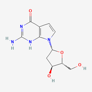 molecular formula C11H14N4O4 B7909207 2-amino-7-[(2R,4S,5R)-4-hydroxy-5-(hydroxymethyl)oxolan-2-yl]-1H-pyrrolo[2,3-d]pyrimidin-4-one 
