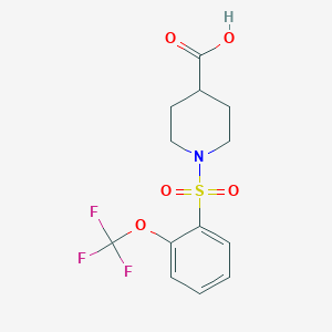 molecular formula C13H14F3NO5S B7909527 1-[2-(Trifluoromethoxy)benzenesulfonyl]piperidine-4-carboxylic acid 