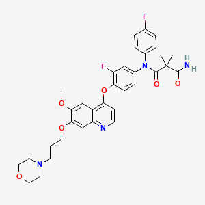 molecular formula C34H34F2N4O6 B7910803 N-(3-Fluoro-4-((6-methoxy-7-(3-morpholinopropoxy)quinolin-4-yl)oxy)phenyl)-N-(4-fluorophenyl)cyclopropane-1,1-dicarboxamide 