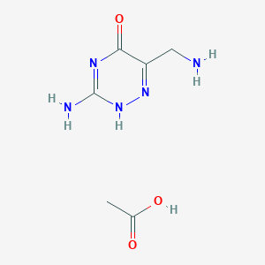 molecular formula C6H11N5O3 B7910882 acetic acid;3-amino-6-(aminomethyl)-2H-1,2,4-triazin-5-one 