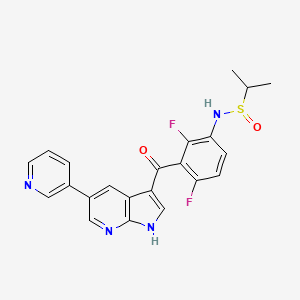 molecular formula C22H18F2N4O2S B7910920 N-(2,4-Difluoro-3-(5-(pyridin-3-yl)-1H-pyrrolo[2,3-b]pyridine-3-carbonyl)phenyl)propane-2-sulfinamide 
