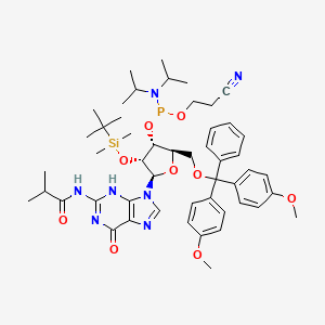 molecular formula C50H68N7O9PSi B7910950 N-[9-[(2R,3R,4R,5R)-5-[[bis(4-methoxyphenyl)-phenylmethoxy]methyl]-3-[tert-butyl(dimethyl)silyl]oxy-4-[2-cyanoethoxy-[di(propan-2-yl)amino]phosphanyl]oxyoxolan-2-yl]-6-oxo-3H-purin-2-yl]-2-methylpropanamide 