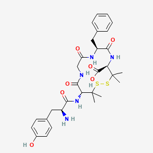 molecular formula C30H39N5O7S2 B7911036 (4R,7S,13R)-13-[[(2S)-2-amino-3-(4-hydroxyphenyl)propanoyl]amino]-7-benzyl-3,3,14,14-tetramethyl-6,9,12-trioxo-1,2-dithia-5,8,11-triazacyclotetradecane-4-carboxylic acid 