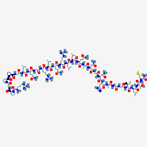 molecular formula C126H215N45O34S B7911045 (2S)-N-[2-[[(2S)-1-[[(2S)-1-[[(2S)-5-amino-1-[[(2S)-1-[[(2S)-1-[[(2S)-1-[[(2S)-5-amino-1-[[(2S)-1-[[(2S)-4-amino-1-[[2-[[(2S)-4-amino-1-[[(2S)-1-[[(2S)-1-[[(2S)-1-[[2-[[(2S,3S)-1-[[(2S)-1-[[(2S,3R)-1-[[(2S)-1-amino-4-methylsulfanyl-1-oxobutan-2-yl]amino]-3-hydroxy-1-oxobutan-2-yl]amino]-4-methyl-1-oxopentan-2-yl]amino]-3-methyl-1-oxopentan-2-yl]amino]-2-oxoethyl]amino]-1-oxopropan-2-yl]amino]-1-oxopropan-2-yl]amino]-3-(1H-imidazol-5-yl)-1-oxopropan-2-yl]amino]-1,4-dioxobutan-2-yl]amino]-2-oxoethyl]amino]-1,4-dioxobutan-2-yl]amino]-1-oxopropan-2-yl]amino]-1,5-dioxopentan-2-yl]amino]-4-methyl-1-oxopentan-2-yl]amino]-4-methyl-1-oxopentan-2-yl]amino]-5-carbamimidamido-1-oxopentan-2-yl]amino]-1,5-dioxopentan-2-yl]amino]-4-methyl-1-oxopentan-2-yl]amino]-5-carbamimidamido-1-oxopentan-2-yl]amino]-2-oxoethyl]-2-[[(2S)-2-[[2-[[(2S)-1-[(2S)-1-[2-[[(2S)-1-[(2S)-2-amino-5-carbamimidamidopentanoyl]pyrrolidine-2-carbonyl]amino]acetyl]pyrrolidine-2-carbonyl]pyrrolidine-2-carbonyl]amino]acetyl]amino]-4-methylpentanoyl]amino]pentanediamide 