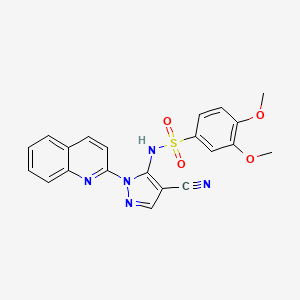 molecular formula C21H17N5O4S B7911147 N-(4-cyano-2-quinolin-2-ylpyrazol-3-yl)-3,4-dimethoxybenzenesulfonamide 