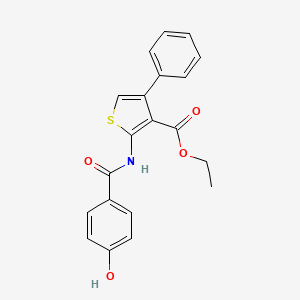 molecular formula C20H17NO4S B7911257 Ethyl 2-(4-hydroxybenzamido)-4-phenylthiophene-3-carboxylate 