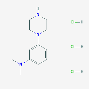 molecular formula C12H22Cl3N3 B7911359 N,N-dimethyl-3-(piperazin-1-yl)aniline trihydrochloride 
