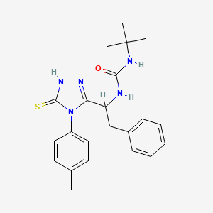 molecular formula C22H27N5OS B7911558 N-(tert-butyl)-N'-{1-[4-(4-methylphenyl)-5-sulfanyl-4H-1,2,4-triazol-3-yl]-2-phenylethyl}urea 