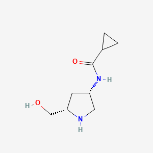 molecular formula C9H16N2O2 B7911667 N-[(3S,5S)-5-(hydroxymethyl)tetrahydro-1H-pyrrol-3-yl]-1-cyclopropanecarboxamide 