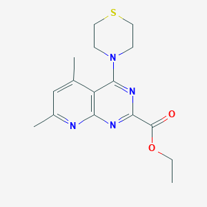 molecular formula C16H20N4O2S B7911702 Ethyl 5,7-dimethyl-4-(1,4-thiazinan-4-yl)pyrido[2,3-d]pyrimidine-2-carboxylate 