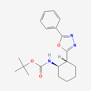 molecular formula C19H25N3O3 B7911757 tert-butyl N-[(1R,2R)-2-(5-phenyl-1,3,4-oxadiazol-2-yl)cyclohexyl]carbamate 