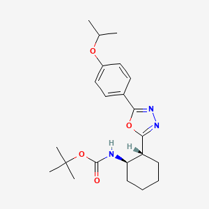molecular formula C22H31N3O4 B7911772 tert-butyl N-[(1R,2R)-2-[5-(4-propan-2-yloxyphenyl)-1,3,4-oxadiazol-2-yl]cyclohexyl]carbamate 