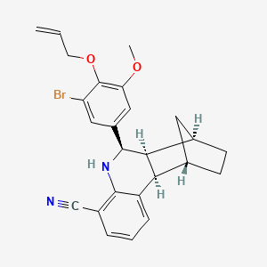 molecular formula C25H25BrN2O2 B7911914 (1S,2R,10R,11S,12R)-10-(3-bromo-5-methoxy-4-prop-2-enoxyphenyl)-9-azatetracyclo[10.2.1.02,11.03,8]pentadeca-3,5,7-triene-7-carbonitrile 