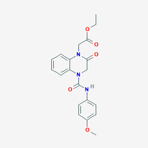 molecular formula C20H21N3O5 B7912012 ethyl 2-[4-[(4-methoxyanilino)carbonyl]-2-oxo-3,4-dihydro-1(2H)-quinoxalinyl]acetate 