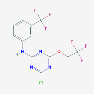 molecular formula C12H7ClF6N4O B7912082 N-[4-chloro-6-(2,2,2-trifluoroethoxy)-1,3,5-triazin-2-yl]-N-[3-(trifluoromethyl)phenyl]amine 