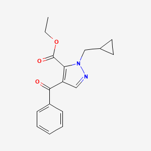molecular formula C17H18N2O3 B7912274 ethyl 4-benzoyl-1-(cyclopropylmethyl)-1H-pyrazole-5-carboxylate 