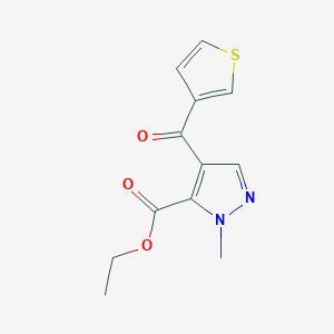 molecular formula C12H12N2O3S B7912286 ethyl 1-methyl-4-(3-thienylcarbonyl)-1H-pyrazole-5-carboxylate 